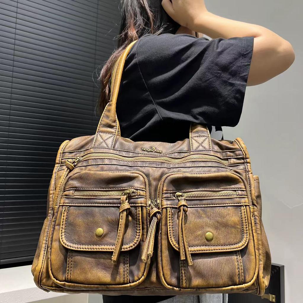 American Vintage Ladies Tote Bag Multi-Pocket Washed Hottie Locomotive Bag