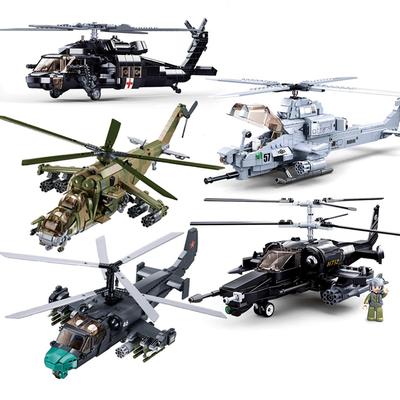 Sluban Luptător Modern Kamov Ka-52 MI-24 Black Shark AH-1 Elicopter de Atac Model cu Piese de Construit Avioane Militare WWII Jucărie pentru Copii