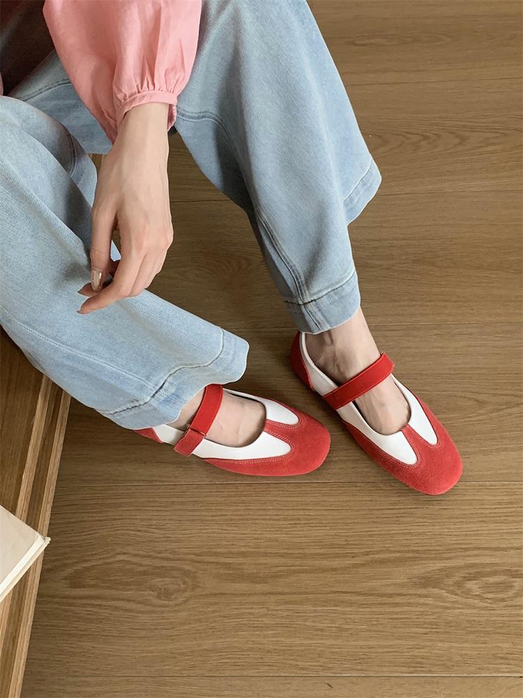 IPPEUM Red Mary Janes Shoes Women Daily Cute Ballet Flats For Girls Ballerina Sneakers Shoes