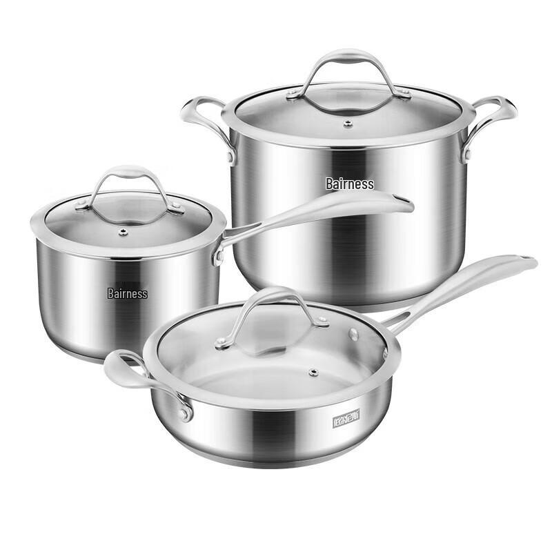 Bernice Modern Stainless Steel 3-Piece Cookware Set
