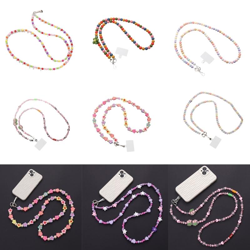 Phone Lanyard, Universal Bead Chain Neck Straps for Phone Case Crossbody Phone Lanyards with Patches for Most Phone