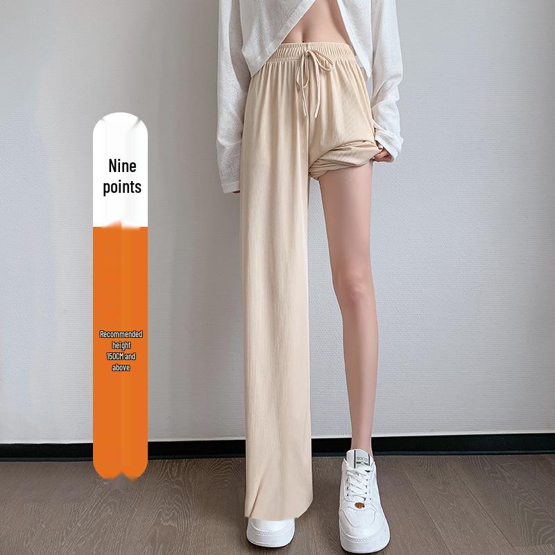 

Women s Summer Ice Silk High-Waisted Wide-Leg Pants - Loose, Straight, Plus Size, Petite, 2026 Style XL [115-125 lbs]
