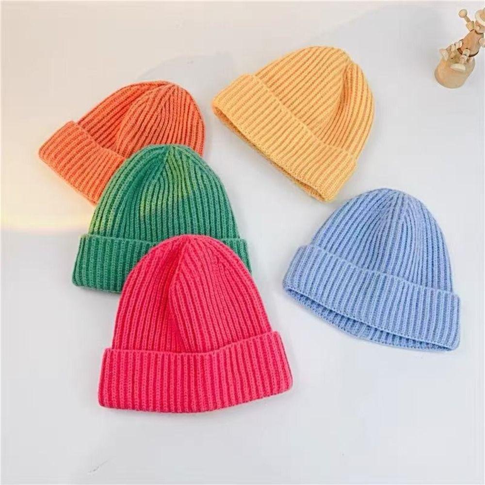 Candy Color Beanie Cap Solid Color Skullies Beanies Fashion Kids Beanie Hat Autumn Winter