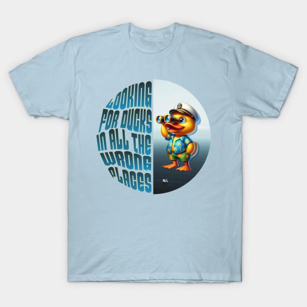 Men Black Print T-shirt Looking For Ducks In All The Wrong Places No-Cut Transfer Paper Print Cotton Tshirt S светло-синий