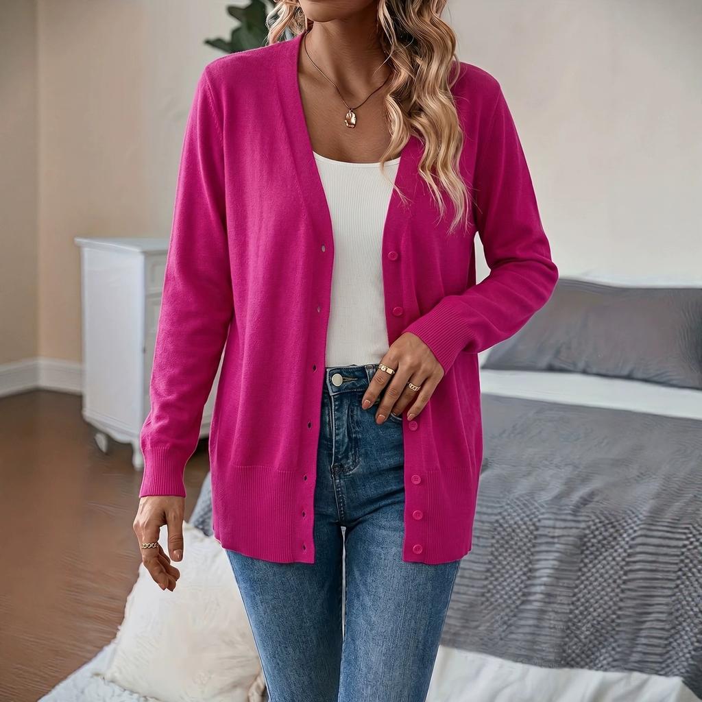 Women S Mid Length Long Sleeve Knit Cardigan Single Breasted Daily Outerwear