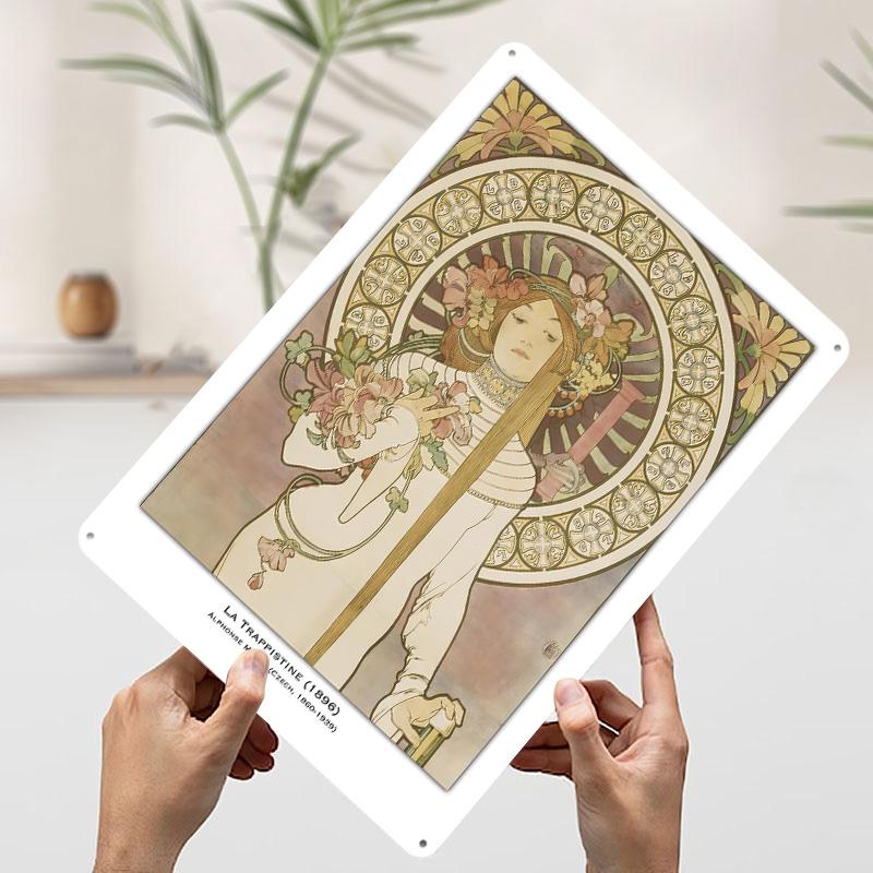 

La Trappinsine Art Nouveau Printed Poster Customized Wall Art Retro Vintage Metal Tin Signs for Aesthetic Decoration Room Decor 20x30cm（7.8x11.8inch）