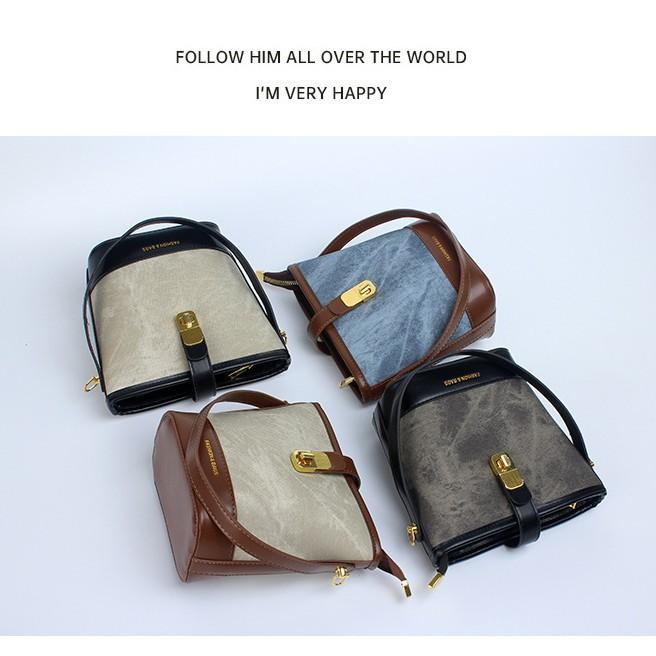 Small-scale Design Handbag - Bucket Bag - Women's High-end Color-matched Vintage Crossbody Bag