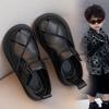 Youth Style Shoes Boys Sandals Closed-Toe Roman Style PU Leather Breathable Casual Shoes Kids Ages 4-16