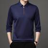 New T Shirt Zipper Polo Shirt Male Fashion Turn-Down Collar Long Sleeve Business Men Clothes