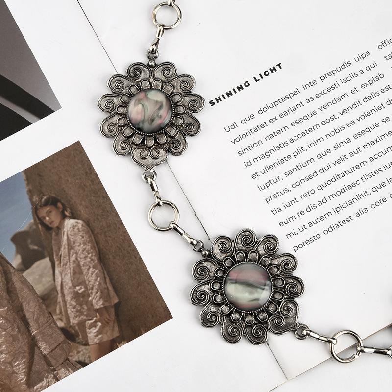 Boho Style Waist Chain Women's Retro Large Flowers Versatile Skirt High-end Body Chain Women's Style