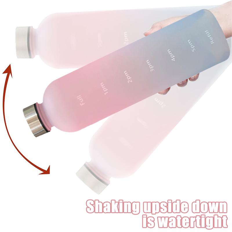 1l Water Bottle With Time Marker Gradient Frosted Plastic Cups Motivational Reusable Fitness Sports Outdoors Leakproof Bpa Free