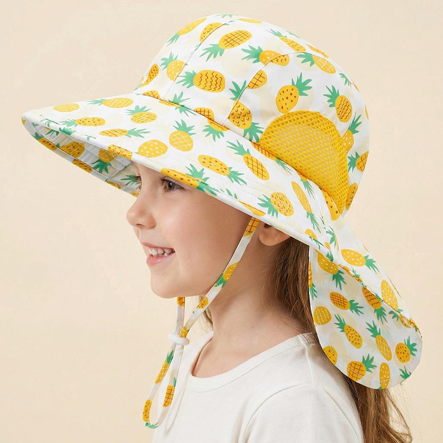 Side net fabric children's sun hat with side mesh, export sun hat, sun protection shawl hat, large brim