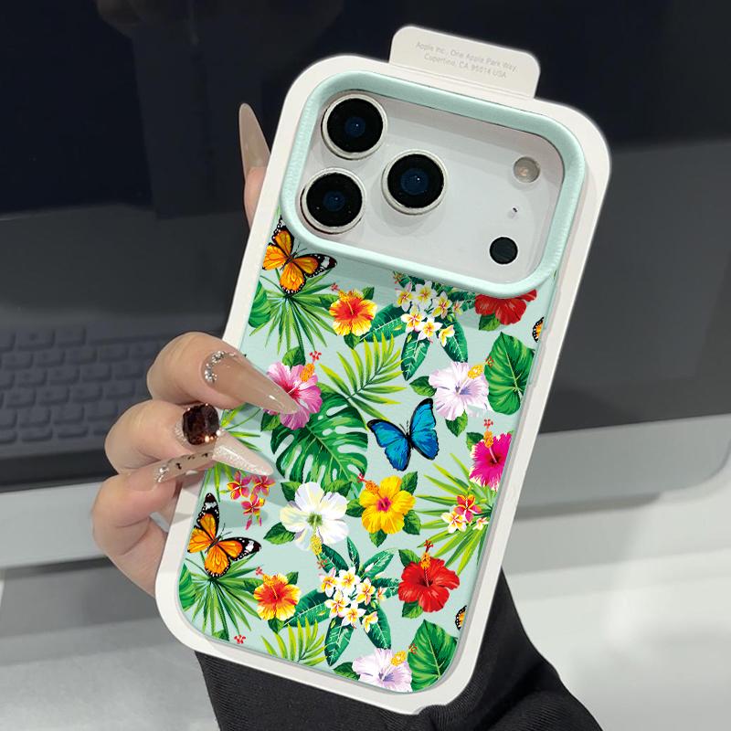 Leather Texture TPU Phone Case For iPhone 17 17e 16e 16 15 Pro Max 14 13 Pro Max 11 Floral Printed Soft Silicone Back Cover