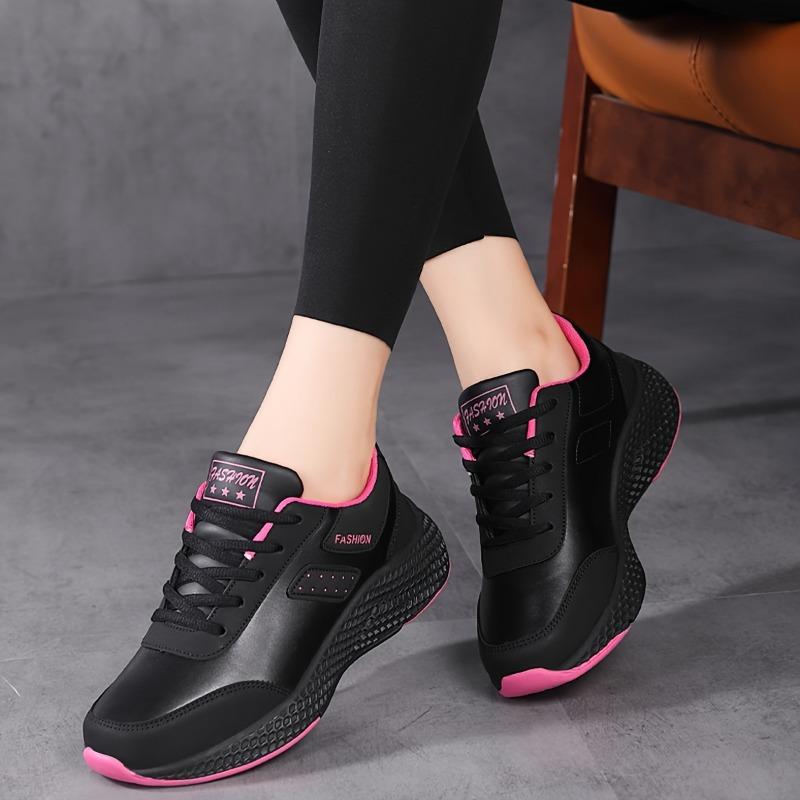Autumn New Leather Large Size Women's Shoes Casual Sneakers Round Head Flat Heel Fashion Casual Women's Shoes Running Shoes