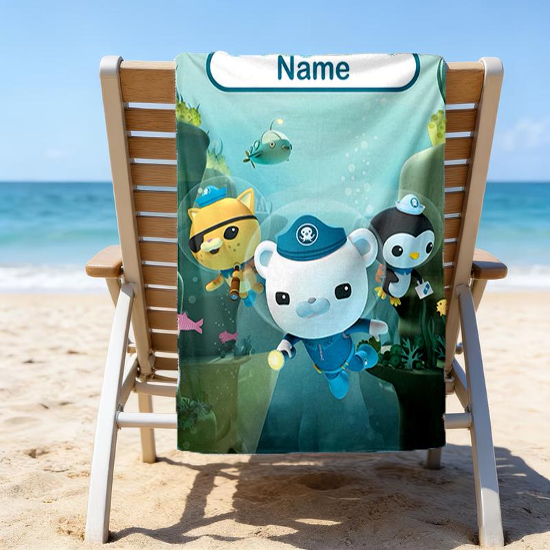 1pc OCTONAUTS Beach Towel with Custom Name, Beach/Swimming/Bath/Picnic/Camping Towel, Suitable for Seaside Beaches