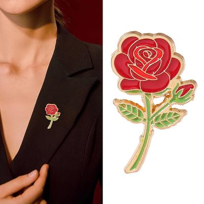 Elegant Rose Brooch Accessory Rose Enamel Pin Brooch Elegant Floral Accessory for Wedding Suits and Birthday Gifts