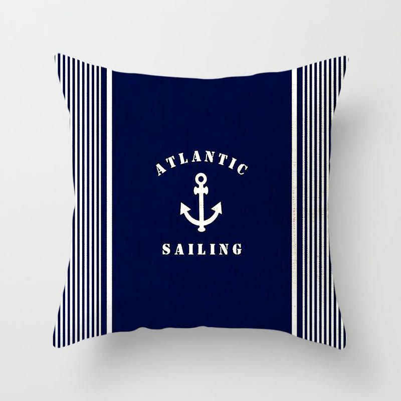 Compass Anchor Pillowcase Blue Home Decor Mediterranean Cushion Cover Car Sofa Office Decor Accessories Pillowcase