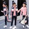 Meisjes Herfst en Winter Goud Velours Pak Kinderen Koreaanse Stijl Sportkleding Meisjes Driedelig Pak