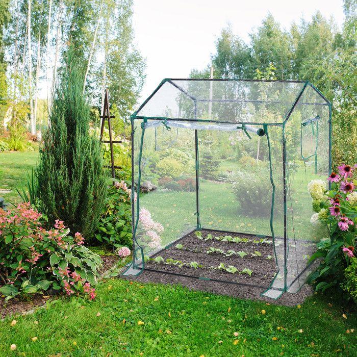 Relaxdays Serre De Jardin Avec Bâche En PVC, Porte Et Fenêtres Enroulables, HxLxP : 152 X 132 X 92 Cm, Transparente