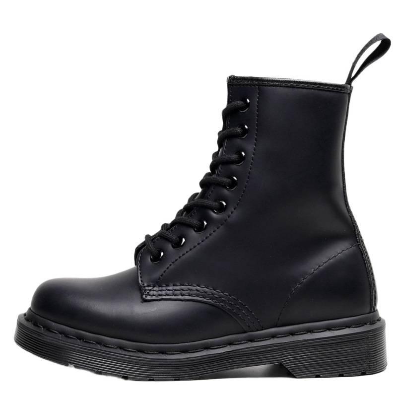 Tooling boots women's hard leather pure black line couple short boots men's and women's leather boots round head trend locomotive