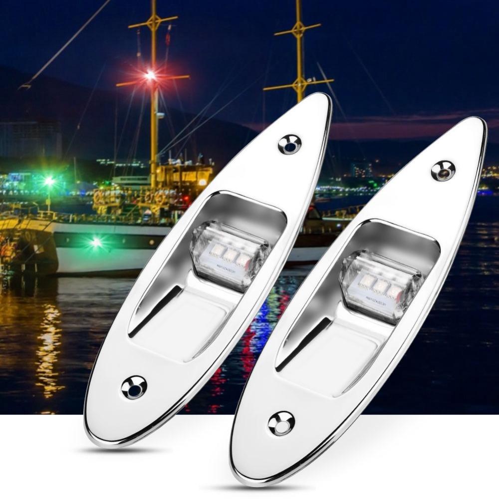12V Voltage Boat Side Light Flush Mount Marine Signal Light Bright LED Bow Light for Sailboat