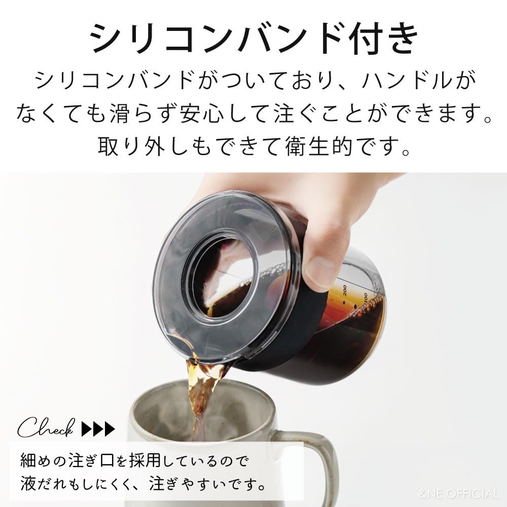 &NE Tritan Dripper & Server, Nikii Cafe, Black, 430ml Capacity, 1-2 Cups, Made in Japan, Coffee Set with Spoon, Portable, Compact, Shatter-Resistant,