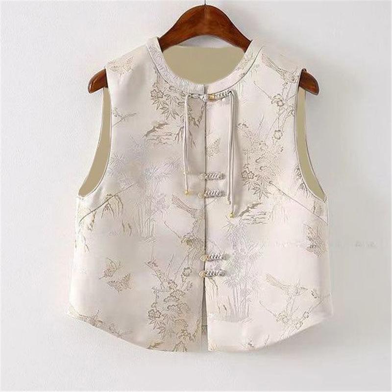 

Весенний жилет 2025 года с тонким темпераментным дизайном, модной пряжкой для ношения снаружи, высококлассный топ 3XL [recommended 138-75 kg] абрикосовый