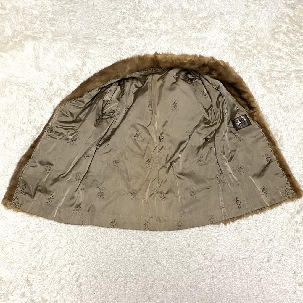 Total Length 74cm SAGA MINK Silver Saga Pastel Mink Real Fur Coat Jacket Long Brown Women's Size 13 Voluminous