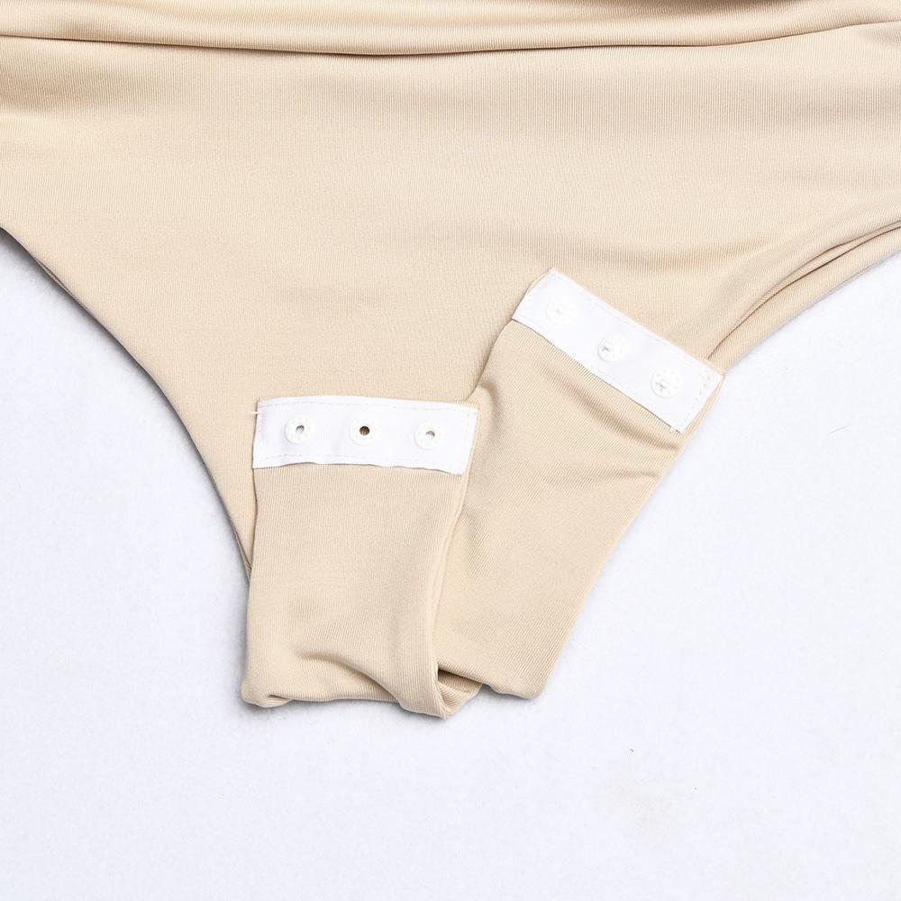 Dame Jumpsuiter Langermet V-hals Plissert Løse Bodysuits Topper For Damer Leotard Skjorter