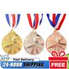 1/5/10PCS Gold Silver Bronze Award Medals 2 Inch Zinc Alloy Football Medals with Neck Ribbon for Sports Competitions Celebration