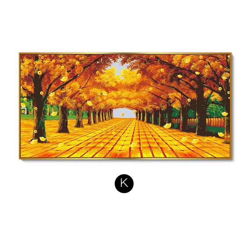 Neue Chinesische Goldene Meile Leinwand Malerei Wand Kunst Gelb Gold Baum Straße Poster Drucke für Wohnzimmer Schlafzimmer Dekoration Cuadros