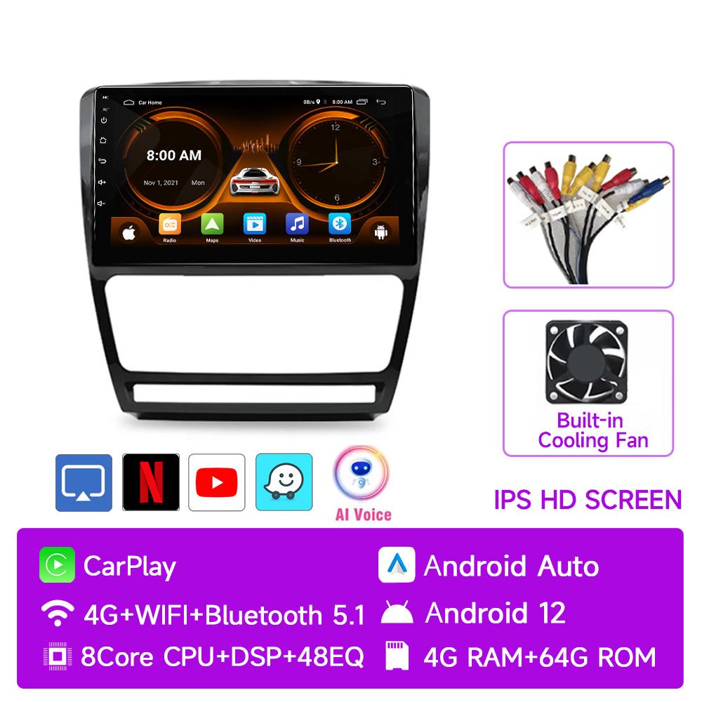 JIUYIN AI Voice 2 din Android Auto Radio For Skoda Octavia 2 A5 2008-2013 Carplay 4G Car Multimedia GPS 2din autoradio