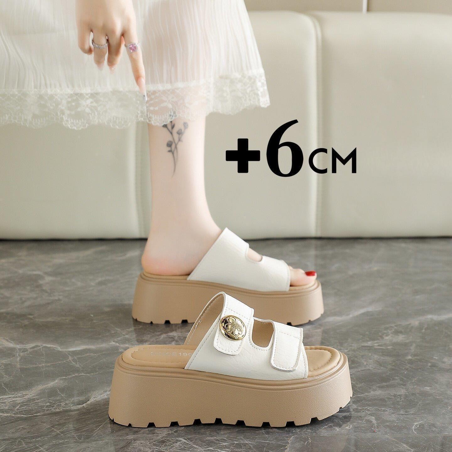 High-top Flip-flops for Women, New Style, Velcro Fastening, Casual Beach Shoes 35