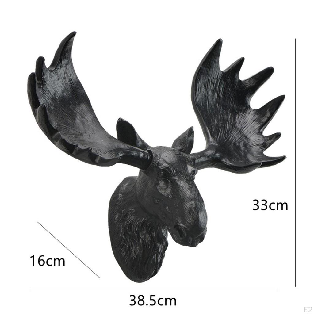 Älghuvud Väggskulptur Prydnad Konst Gåva Samlarobjekt Djurfigur Hartsstaty för