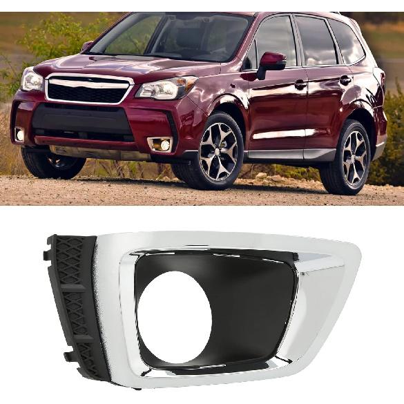 Passenger Side Fog Light Bezel For 2014-2018 Subaru Forester, 2.0 Turbo Models Chrome, Made Of ABS SU1039107 57731SG080(Right)