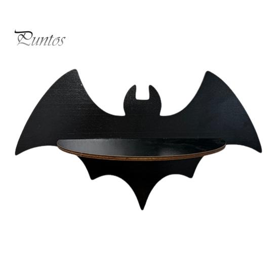 Hollowed Hanging Ornament Halloween Wooden Wall Shelf, Ghost Bat Shape Organizer for Mounted Shelf Home Decor, Spooky Farmhouse Display Rack, Festive