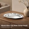 Mirror-Polished Silver Tray Elegant for Tabletop Entertaining, Everyday Home Use