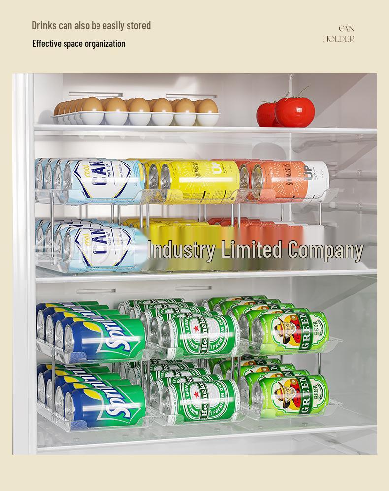 Stackable Multi-layer Transparent Storage Rack for Canned Food and Beverages