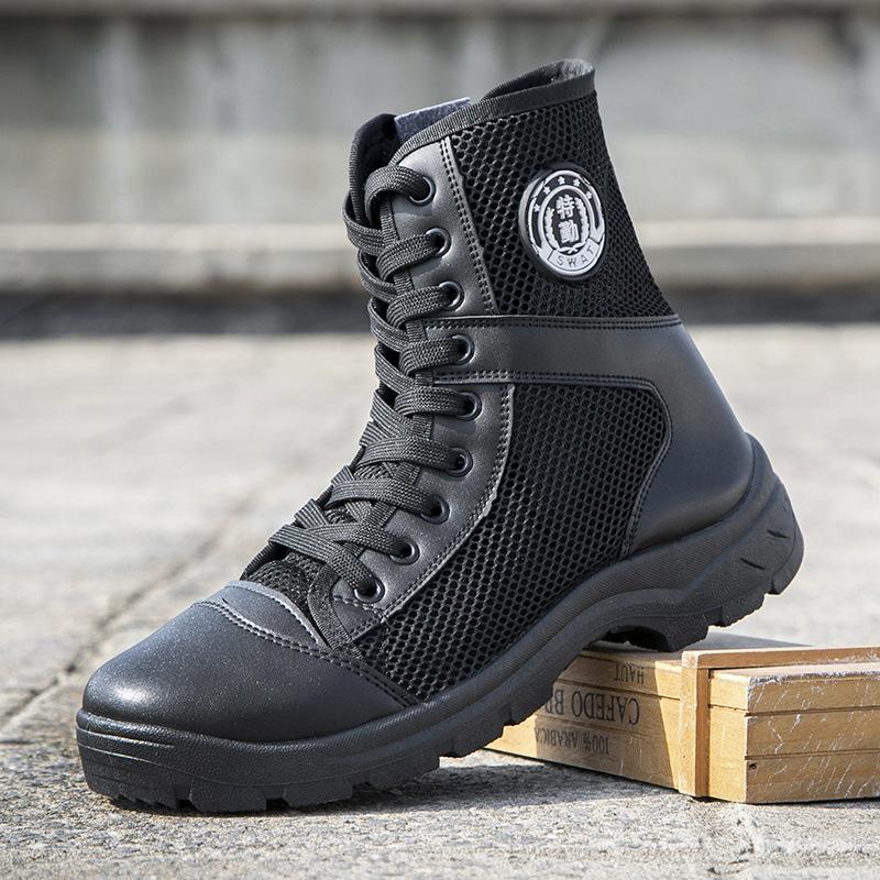 Extra Light Boots Combat Boots Men's and Women's Land Combat Special Service Combat Training Boots Single Mesh High-top Canvas Tactical Security