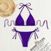 Bikini perizoma con coppe triangolari multicolore 2024: Costume da bagno sexy con allacciatura all'americana, a vita bassa per donna