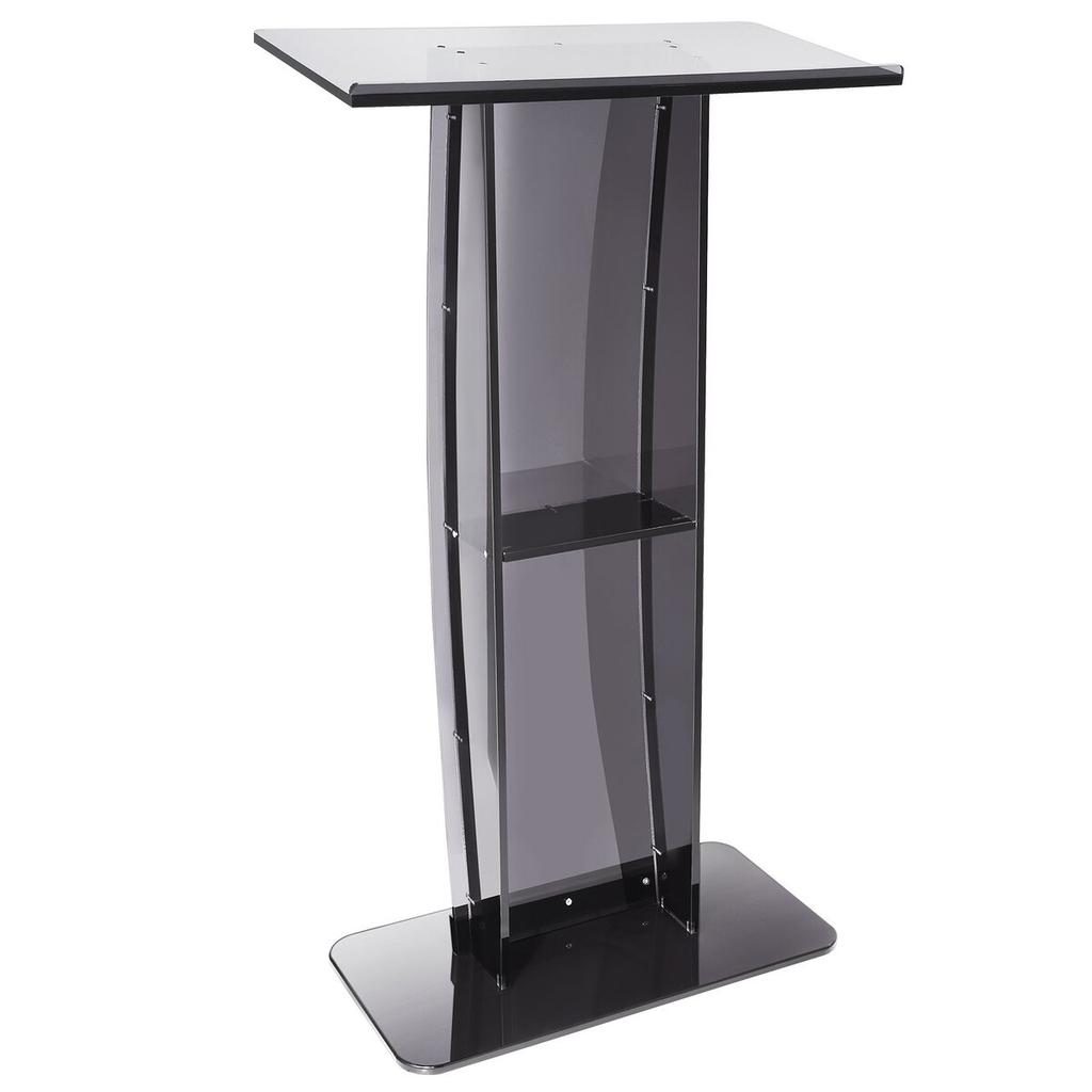 Acrylic Podium, 47" Tall, Acrylic Podium Stand with Wide Reading Surface & Storage Shelf, Floor-standing Clear Pulpits Acrylic for Church Office
