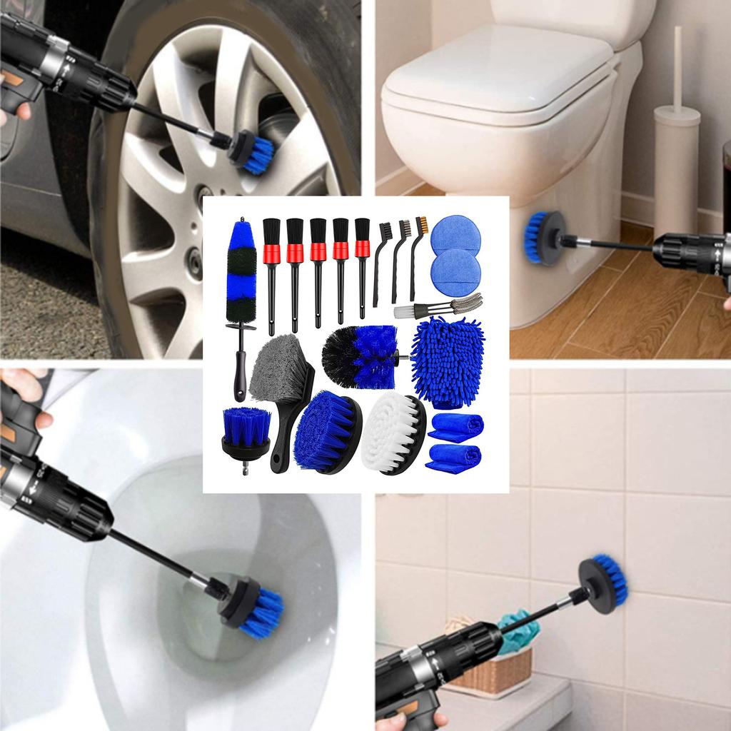 20Pcs Wheel Tire Brush Car Detailing kit Easy Reach Wheel for Rim Brush Detailing Brushes Short Handle Cleaning Brush