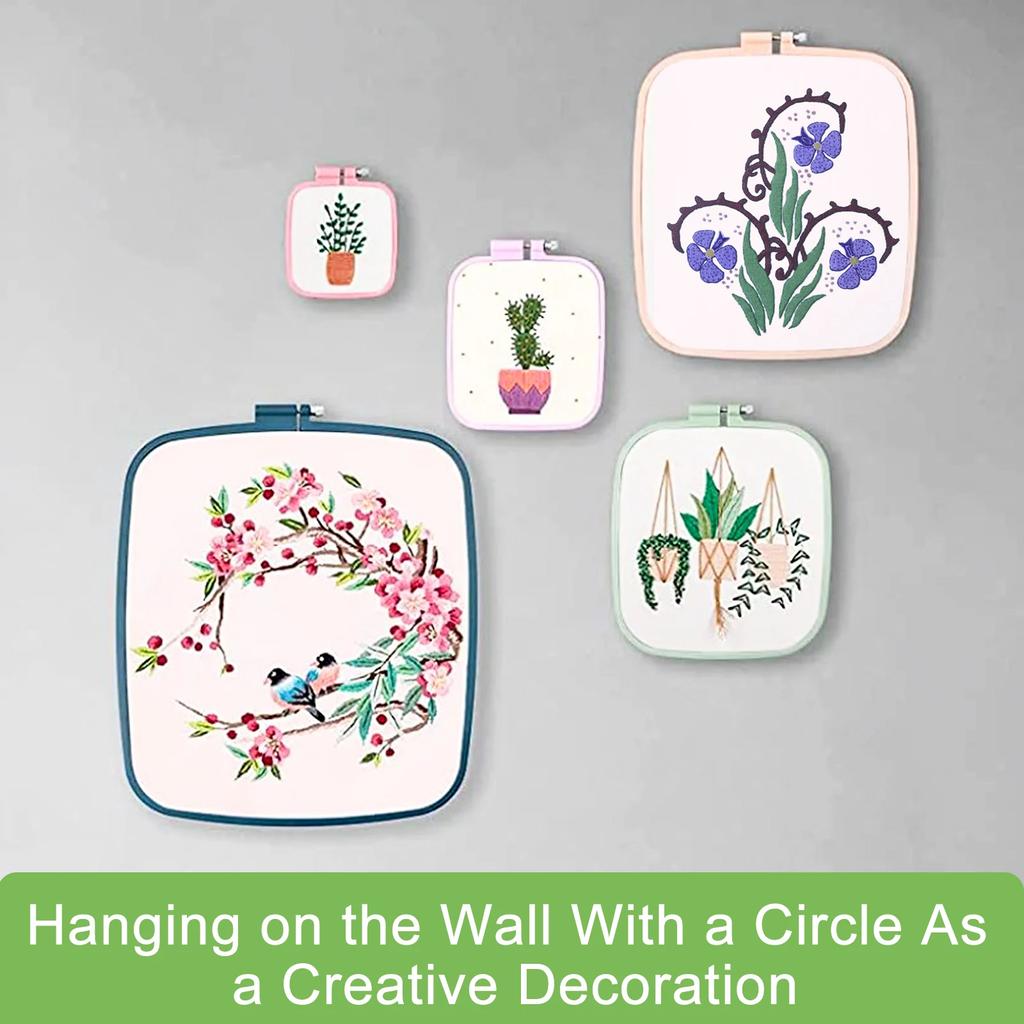 5/4Pcs Square Embroidery Hoops Cross Stitch Rings Multiple Sizes Embroidery Frame for Hand Sewing Needlework Embroidery Projects
