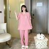 Pajamas Purple Imitation Cotton Short-sleeved Trousers Set Lace Splicing Casual and Sweet Loungewear