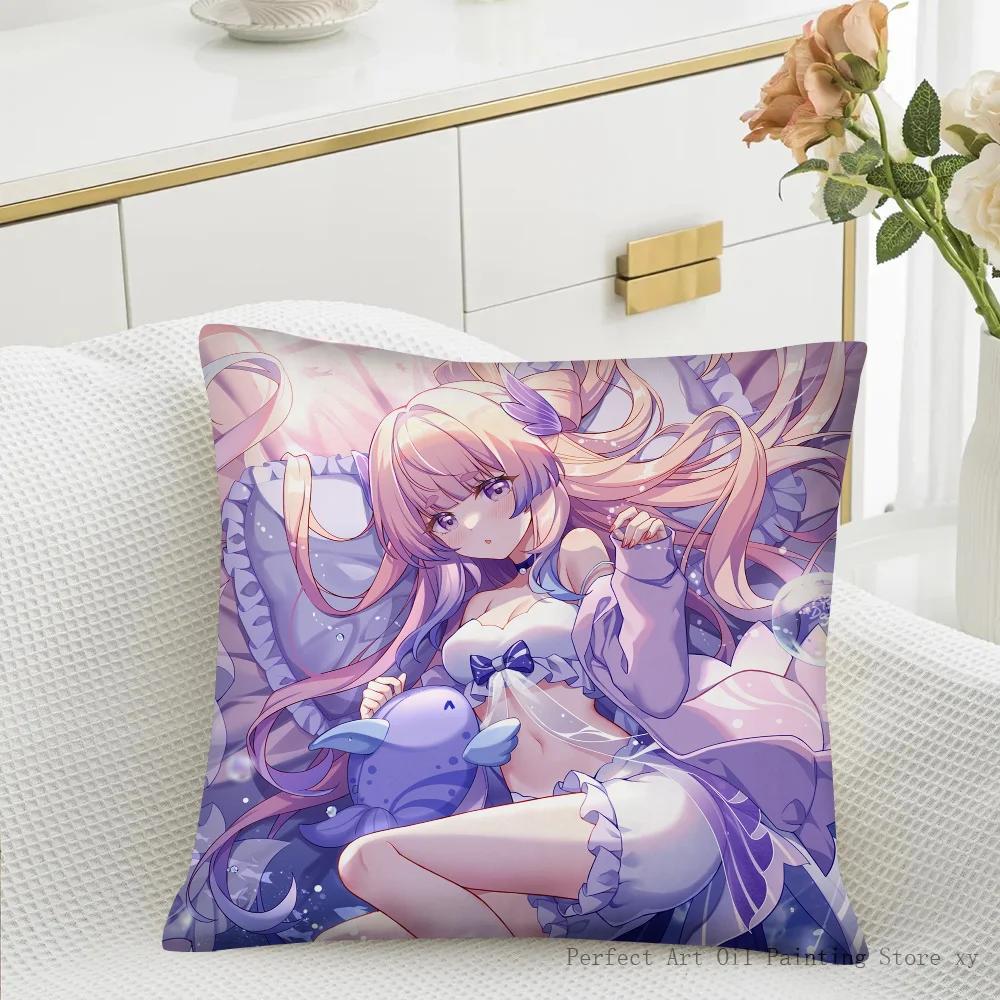 Game Anime Genshin Impact Sangonomiya Kokomi Pillow Case Square Pillow Cushion Cover Bedroom Sofa Room Decoration Casual
