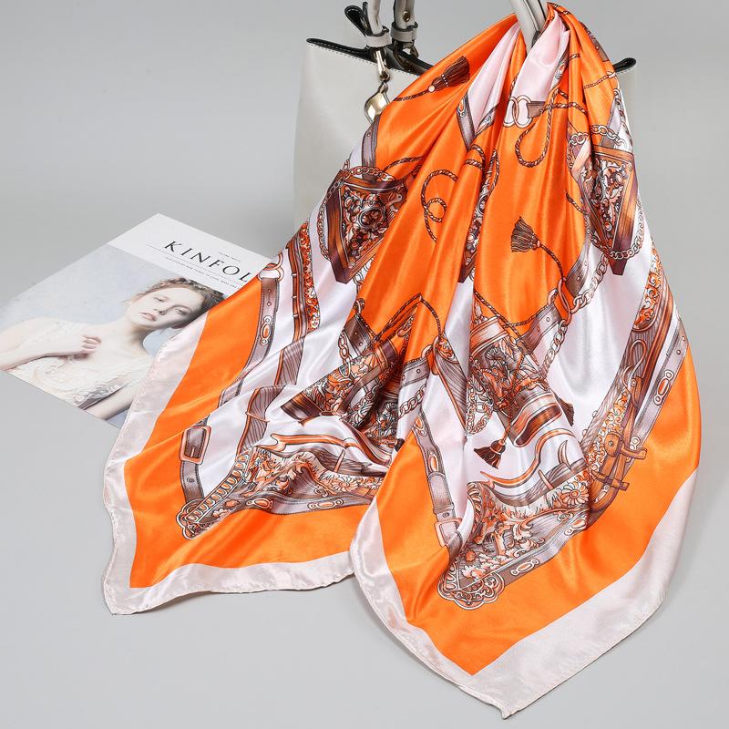 Small silk scarf women's large square scarf yarn scarf spring, autumn and winter matching shirt middle-aged mother square 91 × 91 thin scarf