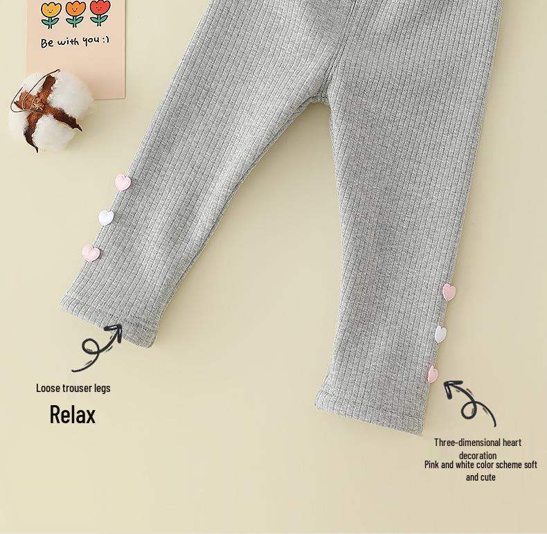 2025 Toddler A-Class Fleece-Lined Winter Sweatpants for Girls (0-3 Years), Open Crotch Leggings