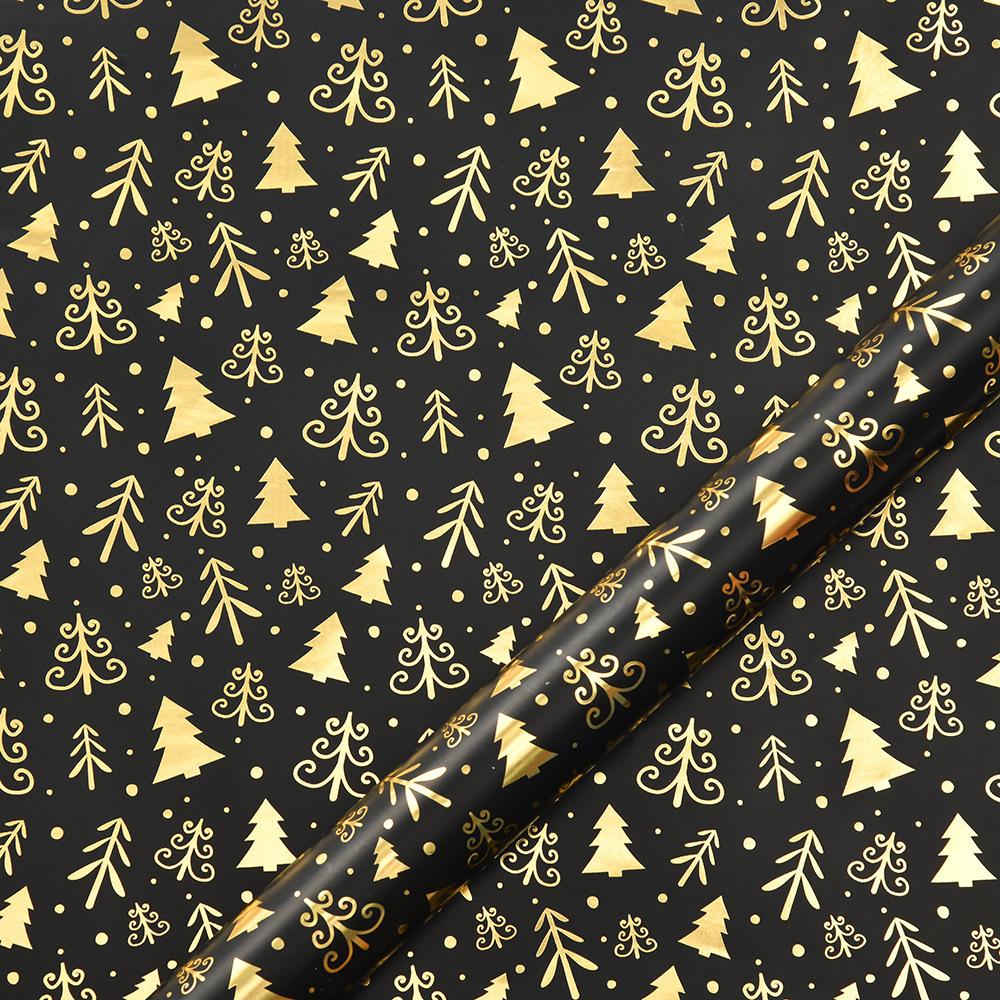 Rentierbedrucktes Geschenkpapier Heißfolien-Geschenkpapier Schwarz-Gold-Geschenkpapier Klassischer Glamour für Weihnachten