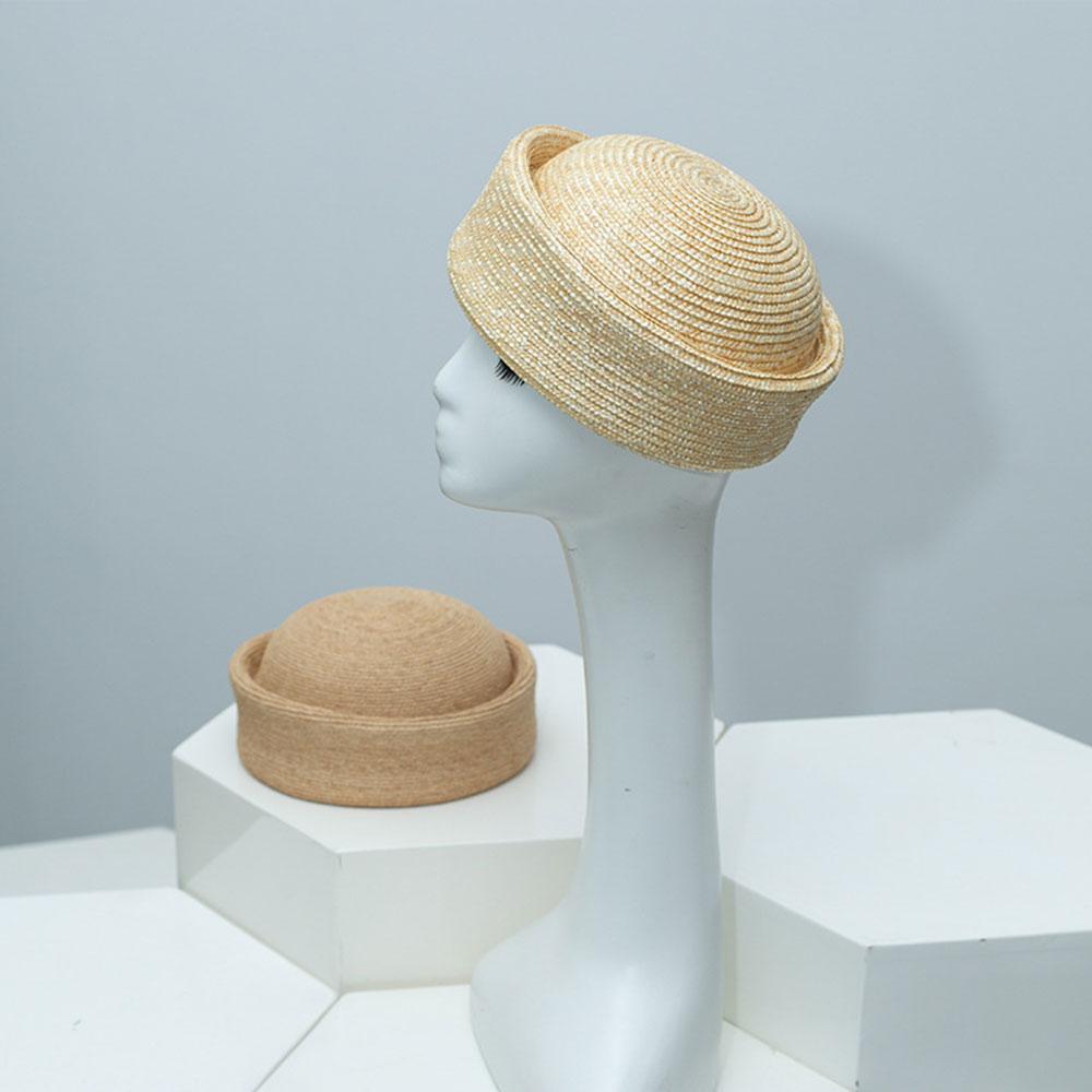 French Berets 100% Luxury Round Straw Hat Summer Fashion Flat Berets Hand Woven Natural Straw Sun Hats Japanese Retro Sailor Hat