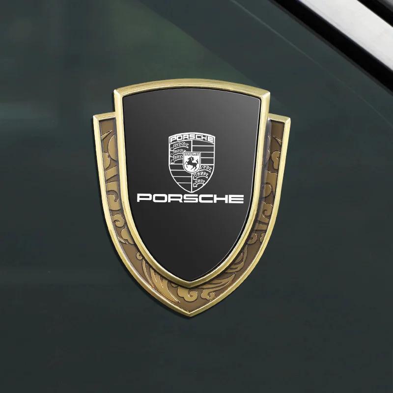 Metall 3D Auto Seitenembleme Aufkleber Decal Für Porsche Cayenne Panamera Macan 911 718 Taycan Cayman Auto Außenzubehör